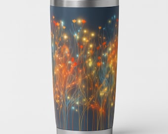 20oz Ethereal Flowers Tumbler Wrap | Night Floral Design PNG (Digital Download)