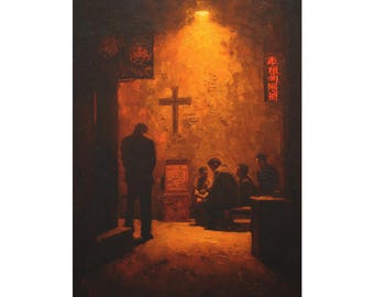 Whispers of Faith in the Hidden Church Devotion Decor | Christian Missionary Canvas