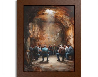 Faith in Action | Gathered Beneath the Cross Framed Matte | Christian Missionary Brotherhood