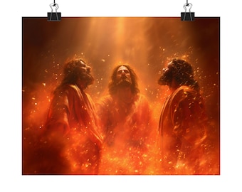Shadrach Meshach Abednego Matte Print | Fiery Furnace Biblical Art | Christian Wall Decor Faith Gift
