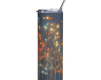 Glowing Wildflowers Tumbler 20oz | Floral Nightlight Stainless Steel Travel Cup