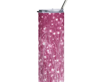 Pink Dandelion Seed Pattern Tumbler | 20oz Stainless Steel
