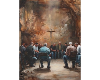 Brothers in the Light | Christian Missionary Canvas Art of Prayer, Repentance, and Faith