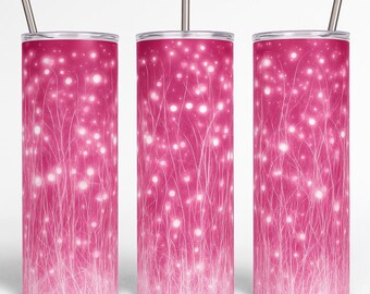 20oz Neon Pink Tumbler Wrap PNG | Luminous Grass Silhouettes (Digital Download)