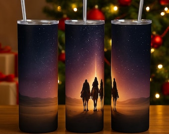 20oz Star of Bethlehem Magi Journey Tumbler Wrap PNG | Digital Download