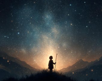 Shepherd Under Stars • Nativity Art • Celestial Faith Digital Download