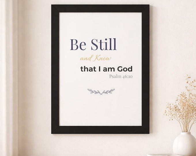 Featured listing image: Christian Wall Art – Psalm 46:10 ‘Be Still and Know’ Framed Print