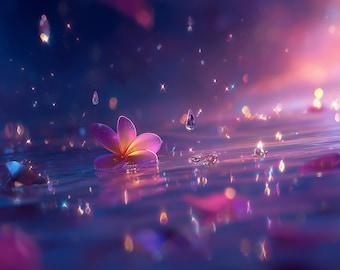 Dewlight Blossom | Surreal Floating Flower of Light | Canvas Wall Art