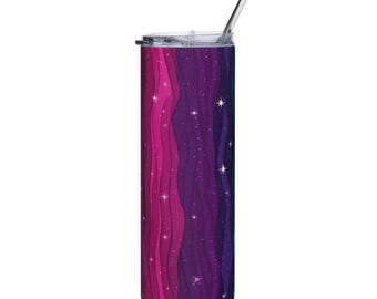 Pink Purple Galaxy Waves Tumbler | 20oz Stainless Steel Travel Cup