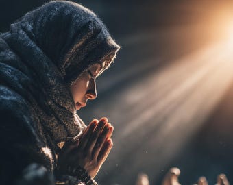Prayerful Nativity Light • Christian Art • Faith Digital Download