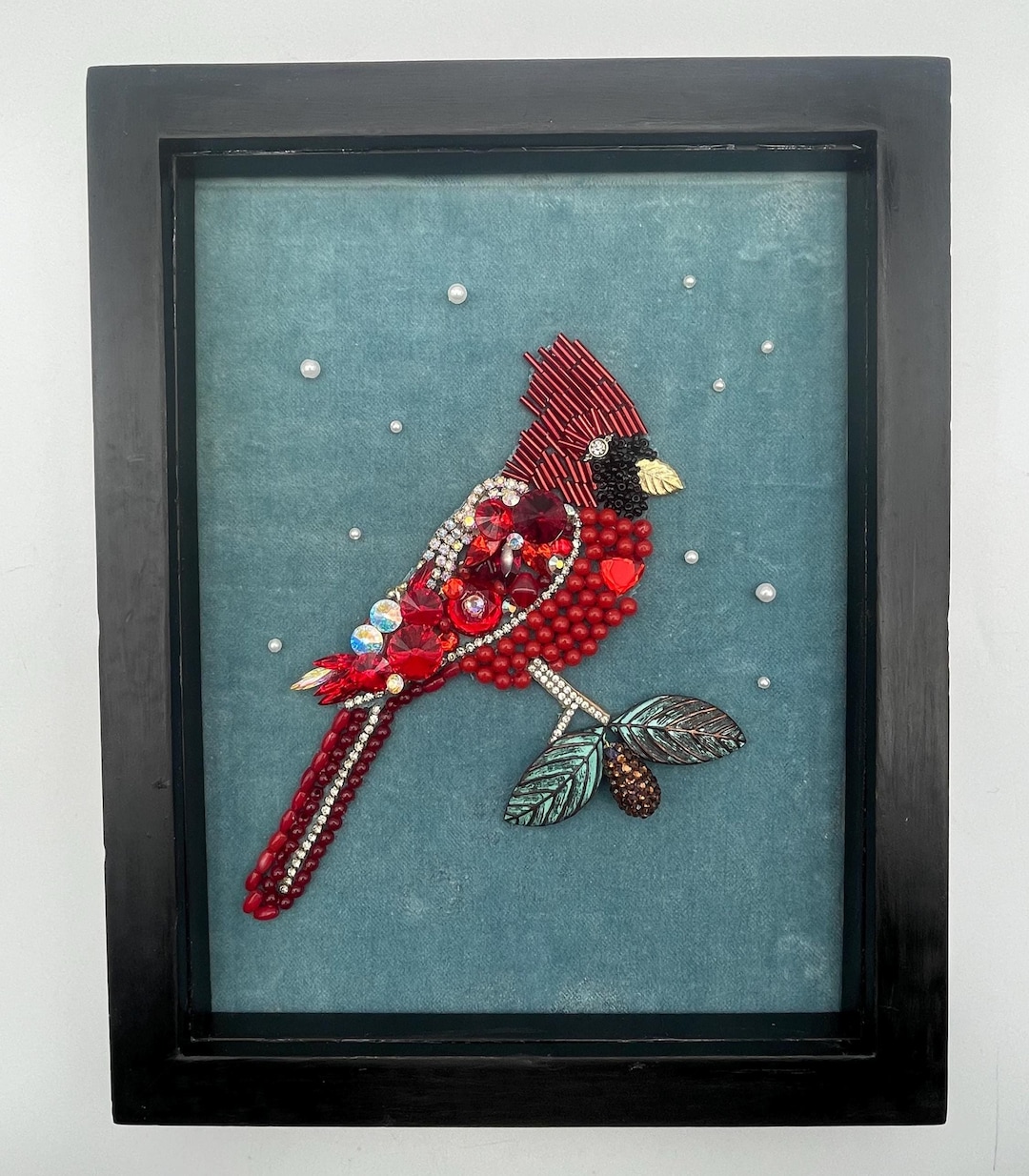 Red Cardinal Winter Scene Jewelry Art, Framed 8x10 Wall Hanging - Etsy