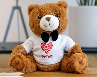 Red Heart Teddy Bear with T-Shirt, Valentine's Day Gift