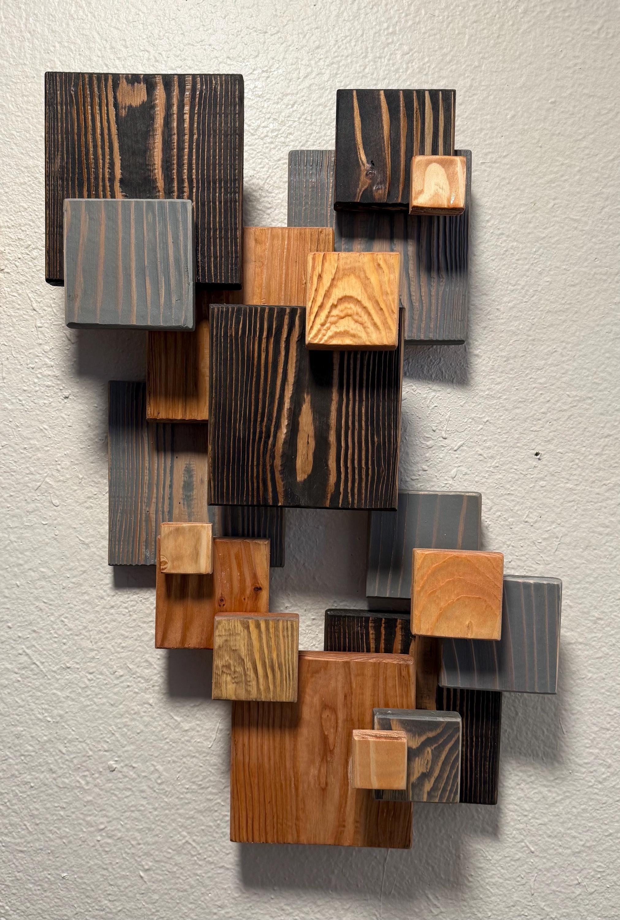 Modern Wooden Wall Art, Geometric Wood Wall Decor, Handmade Abstract