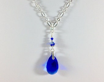 Majestic Blue Swarovski crystal pendant, gift for her, bride's Something Blue, bridesmaid gift, Mother's Day gift