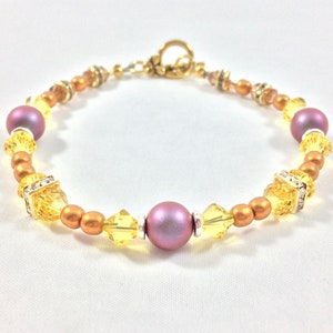 Golden Sunshine Swarovski bracelet, jewelry, gift for her, yellow bracelet, gold bracelet, Mother&#39;s Day, summer, spring bracelet