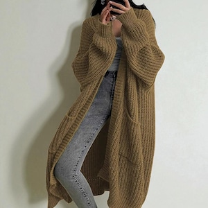 Handmade Oversized Wool Cardigan, Cozy coat Sweater