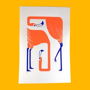 Sérigraphie A2 - Les Flamants Roses - signée et numérotée