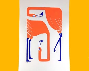 Sérigraphie A2 - Les Flamants Roses - signée et numérotée