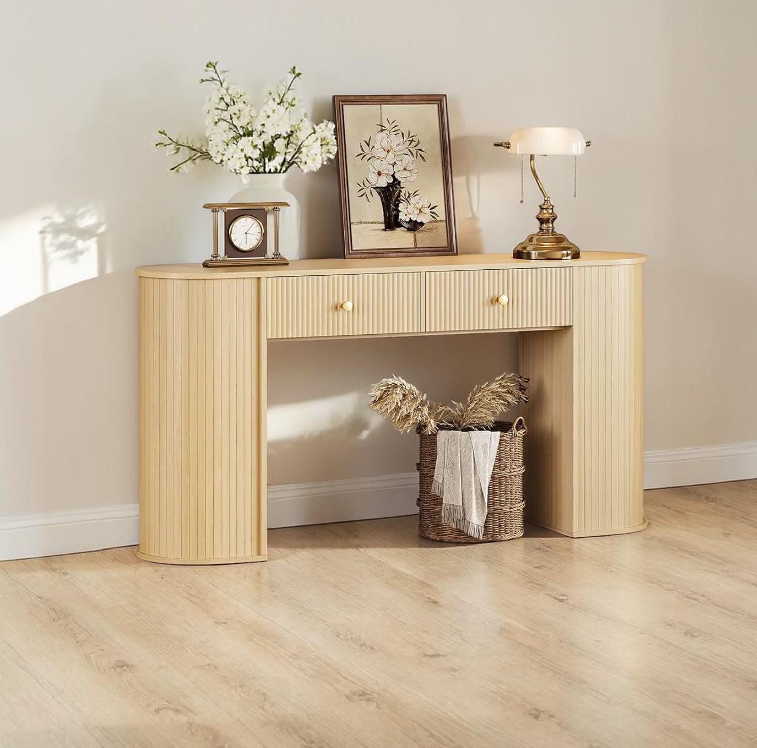 59" Fluted Console Table – Modern Entryway Sofa Table With Storage - Etsy