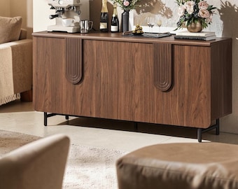 Modern Sideboard Buffet Cabinet Arched Doors Coffee Bar Storage Credenza