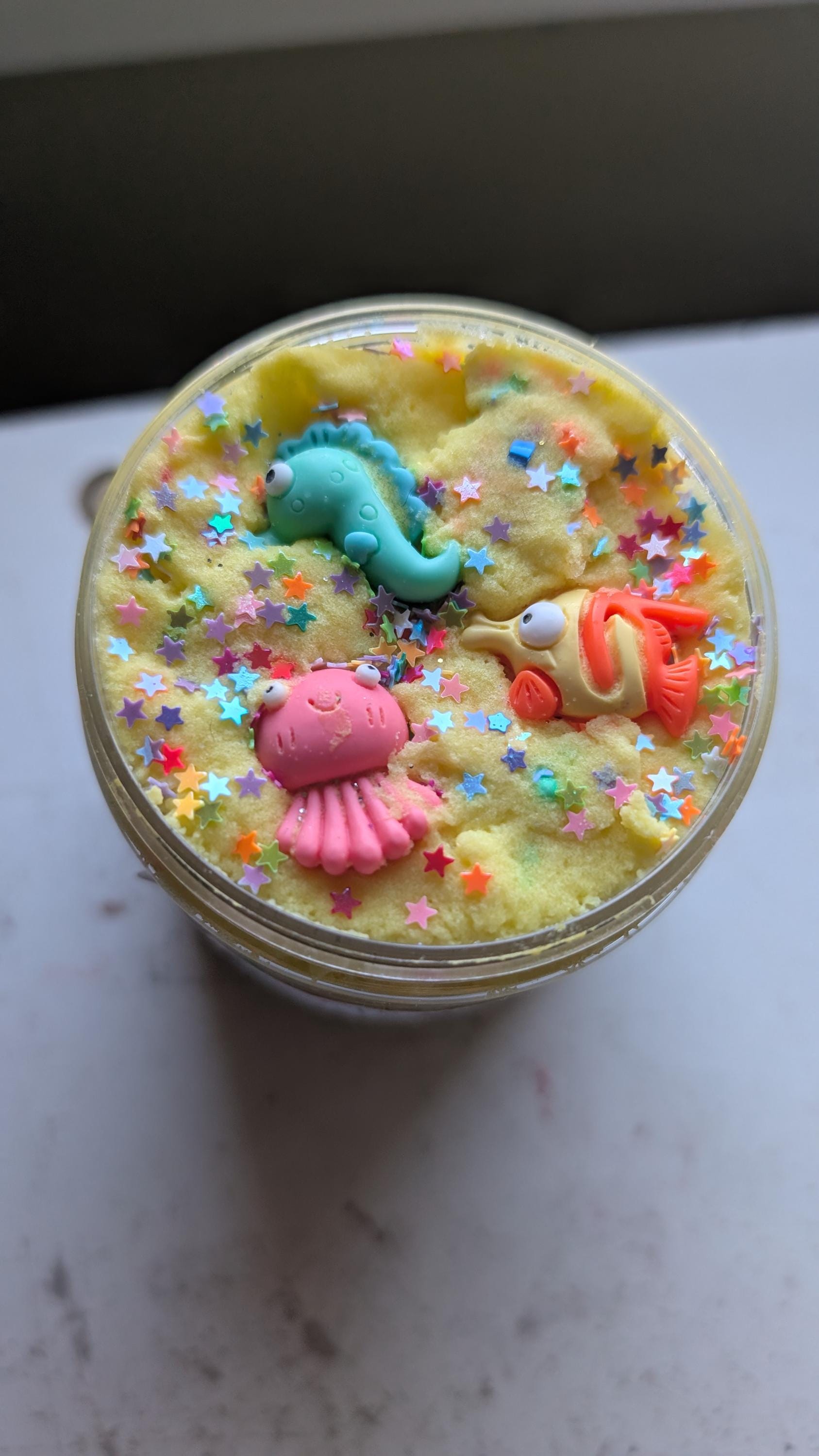 Handmade Sea Creature Slime - Yellow Icee Texture, Glitter Charms - Etsy