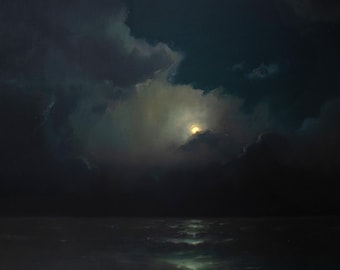 Seascape Painting Epic Large Artwork 30x30 inch on canvas