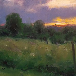 Magnificent Sunset Painting on panel 6x12 inch oil painting landscape