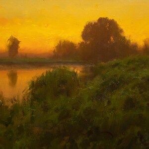Intense Sunset Painting of Lush Landscape