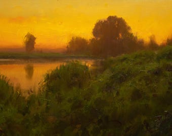 Üppige Landschaft bei Sonnenuntergang