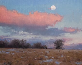 Winter MOON original landscape PAINTING