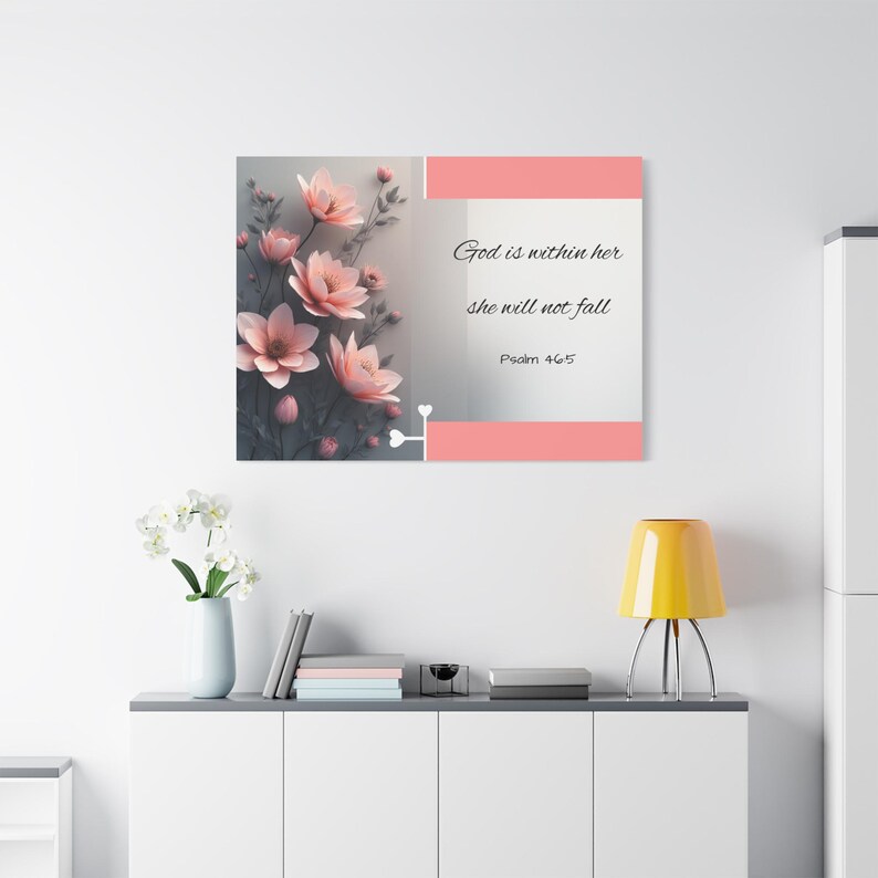 Faith Wall Art | God is Within Her Psalm 46:5 | Christian Canvas Décor ...
