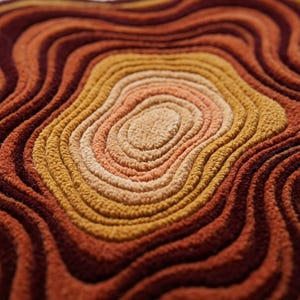 Brown Geode Wool Rug, Irregular Hand Tufted Topographic Carpet, Rust Peach Organic Area Rug