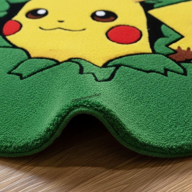 Pikachu Rectangle Rug Handmade Pikachu Anime Tufted Rug Custom Size Pokémon Rug Modern ...