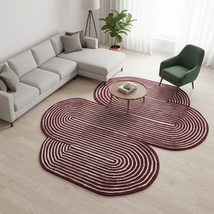 Irregular Shape, Custom Area Rug Hand-Tufted New Zealand Wool Rug Living Room Moroccan Runner