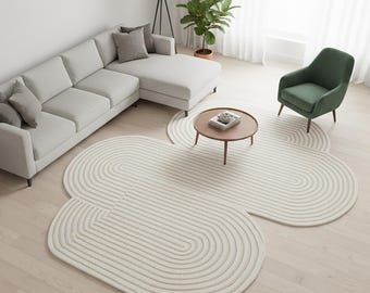 Tapete Berbere Marroquino Abstrato Clássico Tuftado Irregular, Tamanho Personalizado, Tapete para Quarto Infantil, Casa & Decoração