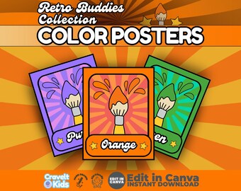 Retro Classroom Colors Poster | Kindergarten Preschool Learning Wall Art (Digital Download)