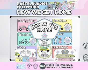 How We Get Home Classroom Posters | Visuals, Editable Template (Digital Download)
