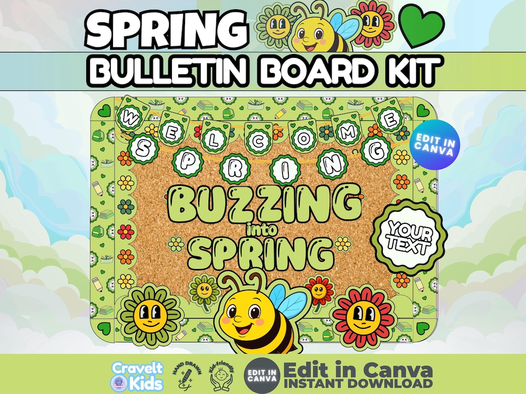 Spring Bee Bulletin Board Kit | Buzzing Into Spring Classroom Decor ...
