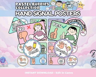 Classroom Hand Signals Poster | Visual Communication, Editable Template (Digital Download)