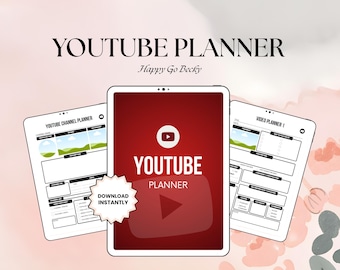 YouTube Planner Digital Template, Content Calendar (Printable PDF)