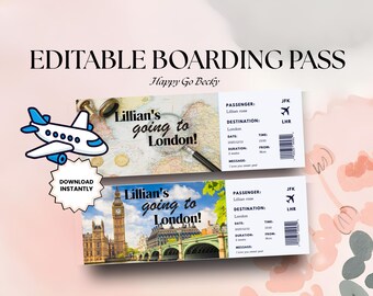 Editable Boarding Pass Canva Template | Surprise Trip Reveal | Travel Gift