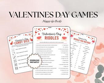 Plantillas de Canva para juegos de San Valentín / Juegos de fiesta para niños y adultos