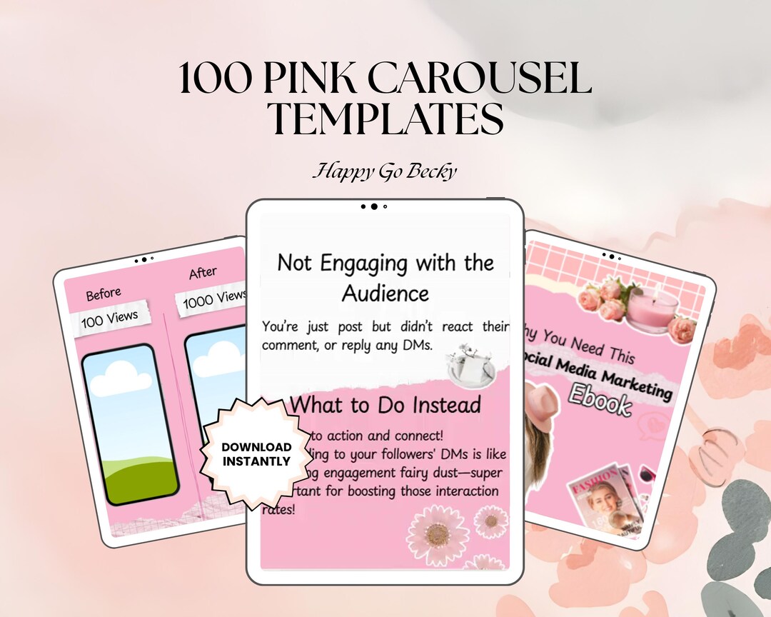 Pink Instagram Carousel Templates: 100 Editable Canva Posts - Etsy