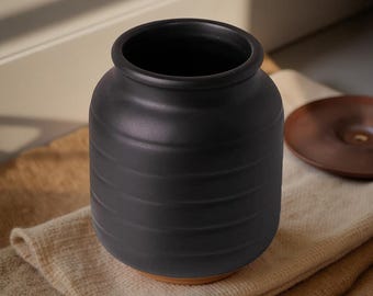 Black Vase Planter Flower Vase Ceramic Planter Home decor Bedroom decor Vintage Indoor Plant Pot House warming Gift#]
