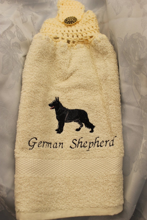 British Made Lote Perro Toalla de té Pastor Alemán Perro de Algodón Blanco Toalla de té