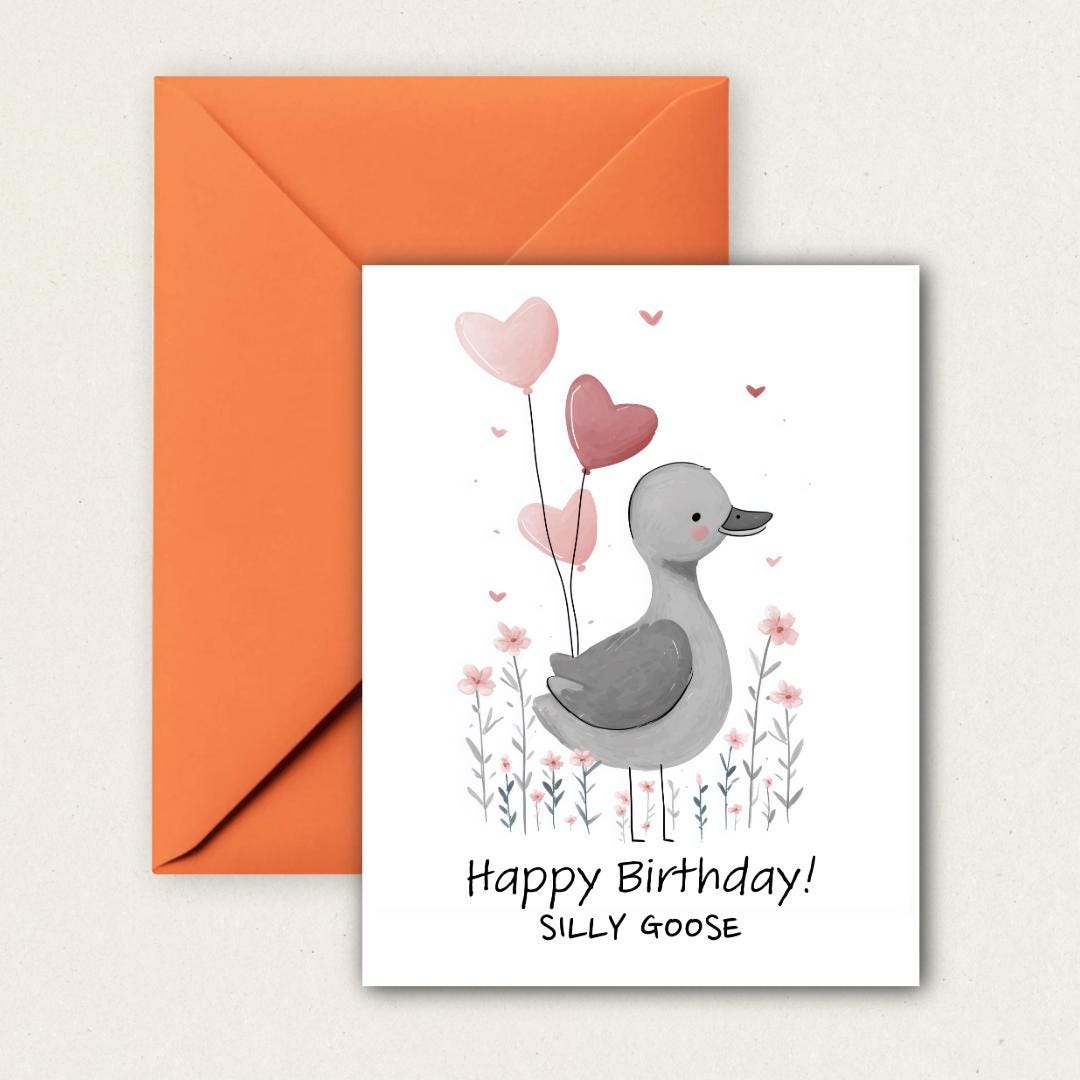 Silly Goose Birthday Card – Funny Animal Greeting - Etsy