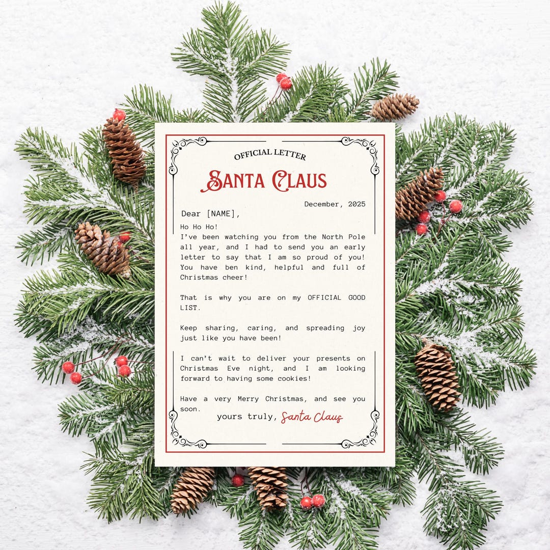 Editable Letter From Santa Template - Custom Name, Canva, Instant ...