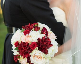 Wedding Flowers, Red Rose, Peony,Wedding Bouquet, Silk Flower Bouquet, Bridal Bouquet, Silk Wedding Flowers, Rose Bouquet, Brides Bouquet