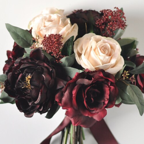Burgundy Wedding Bouquet Wedding Flowers Bridal Bouquet Etsy