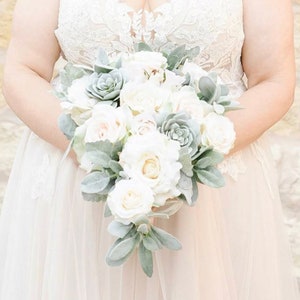 Succulent Bouquet, Cascade Bouquet, Wedding Flowers, Wedding Bouquet, Silk Flowers, Bridal Bouquet, Blush, Pink, Bride Bouquet, Cascade